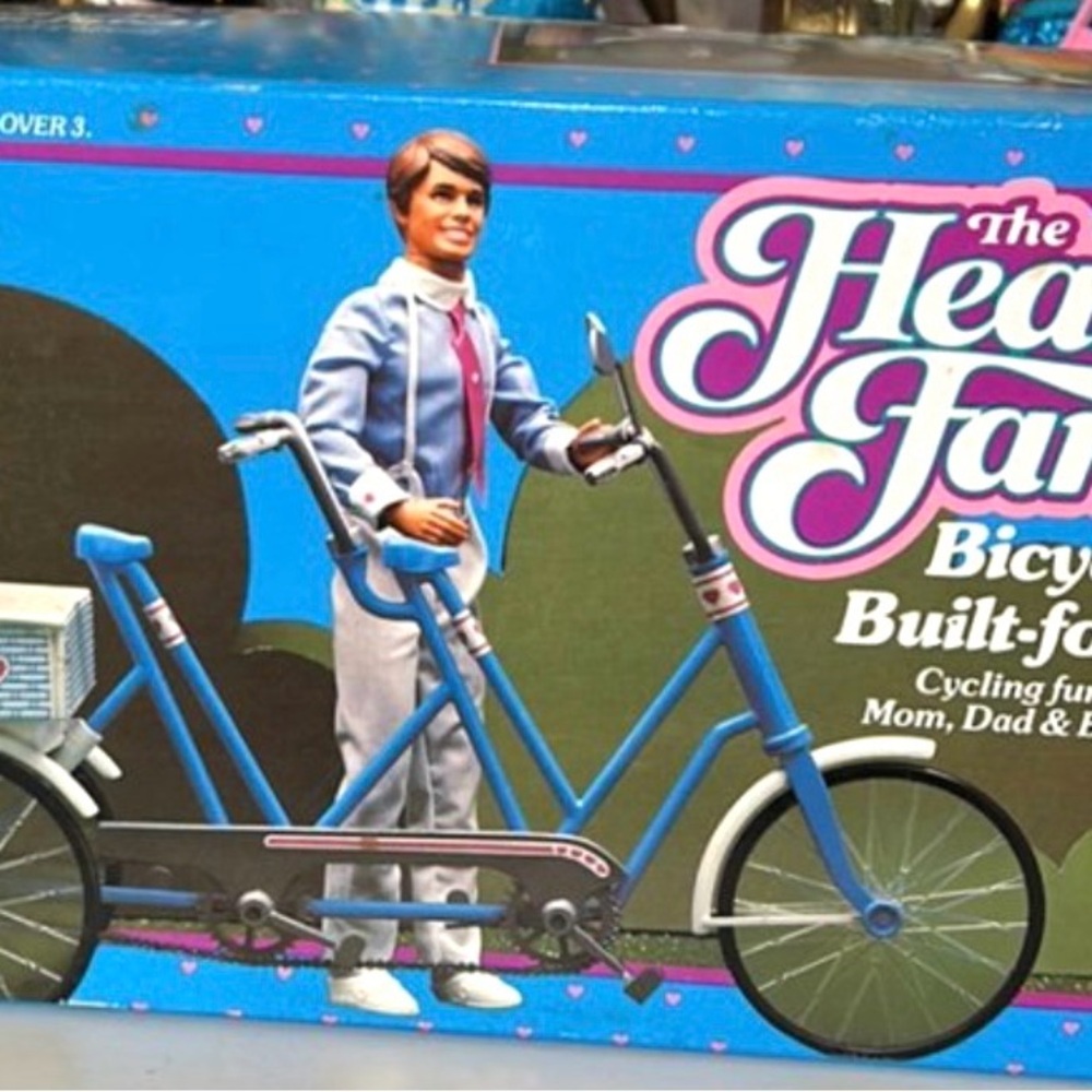 1985 Vintage Mattel Barbie Heart Family Tandem BICYCLE BUILT FOR 4 With basket